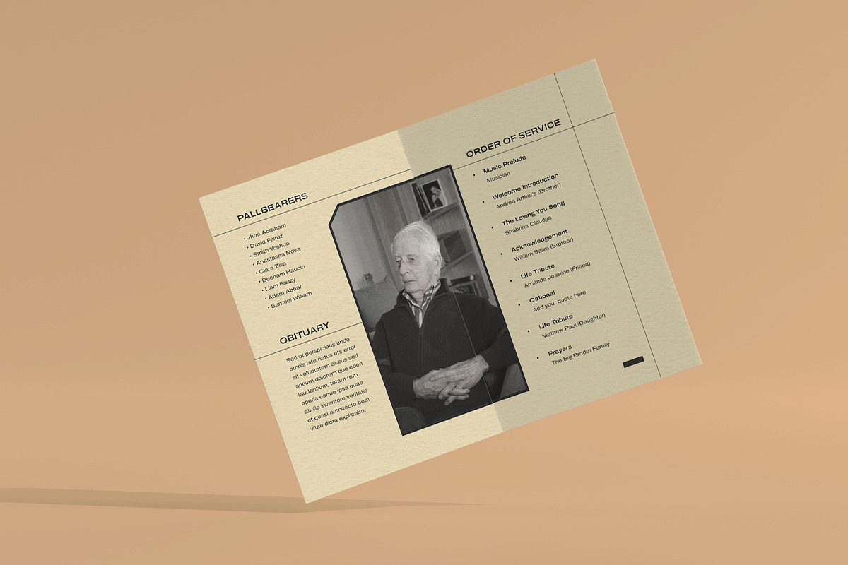 Geometric Line Funeral Program, a Brochure Template by Neermana (Photo 2 of 4)