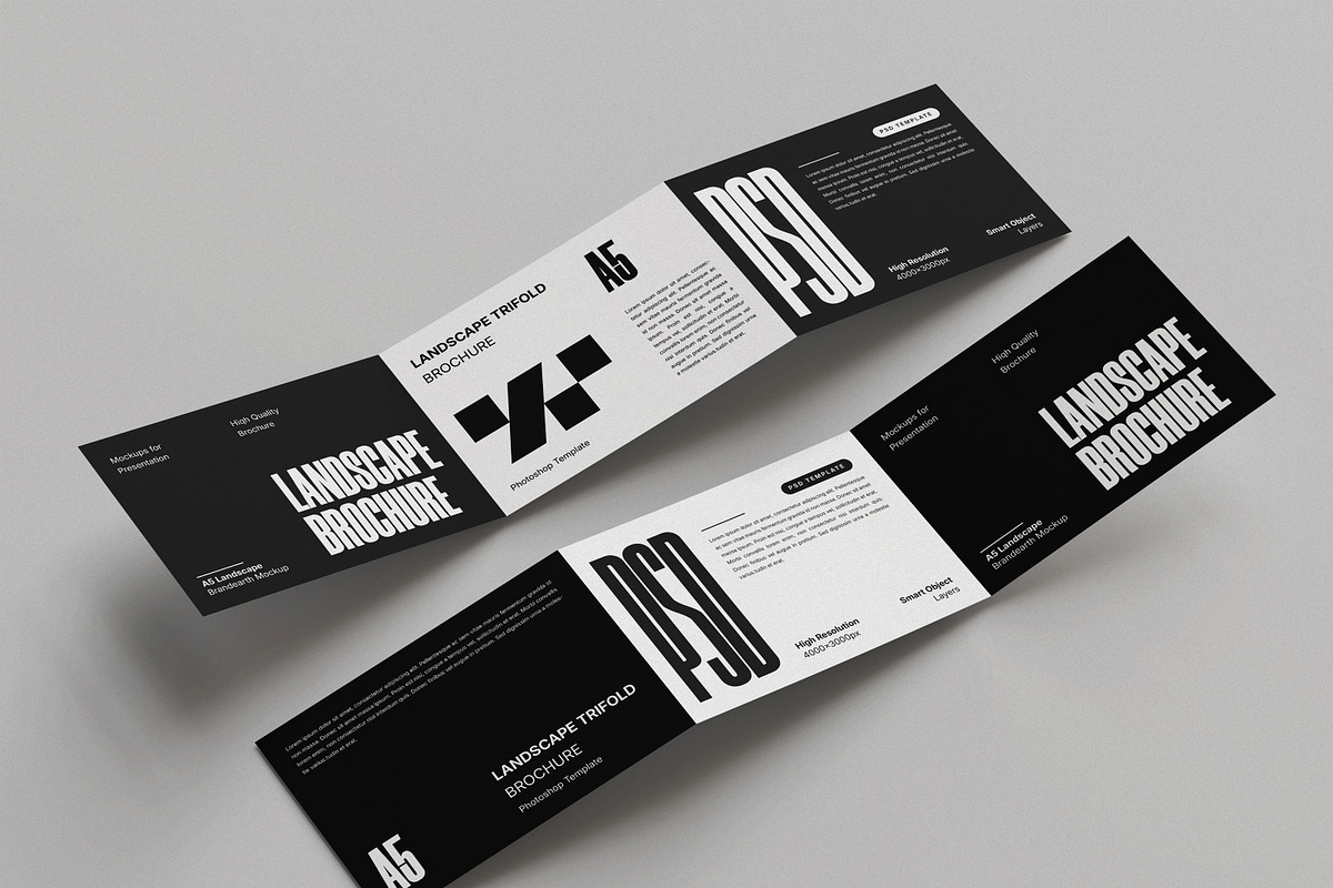 Landscape Trifold Brochure Mockup, an Advertising Mockup by Brand Earth (Photo 4 of 4)