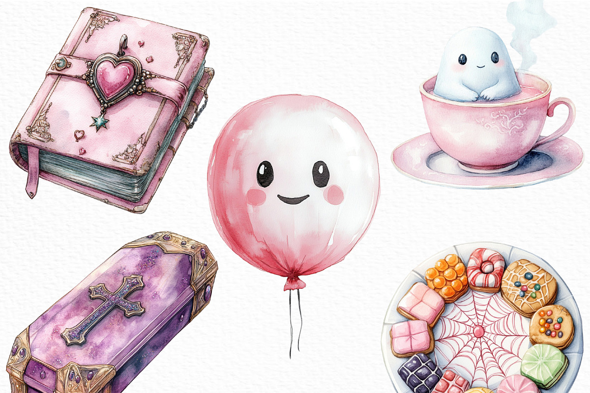 Pink Pastel Halloween Clipart, an Illustration by Craft Nest (Photo 5 of 6)