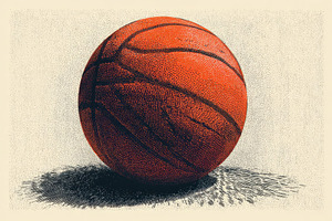Orange Basketball Classic Sport Grap, a Photo by Pixeness Studio
