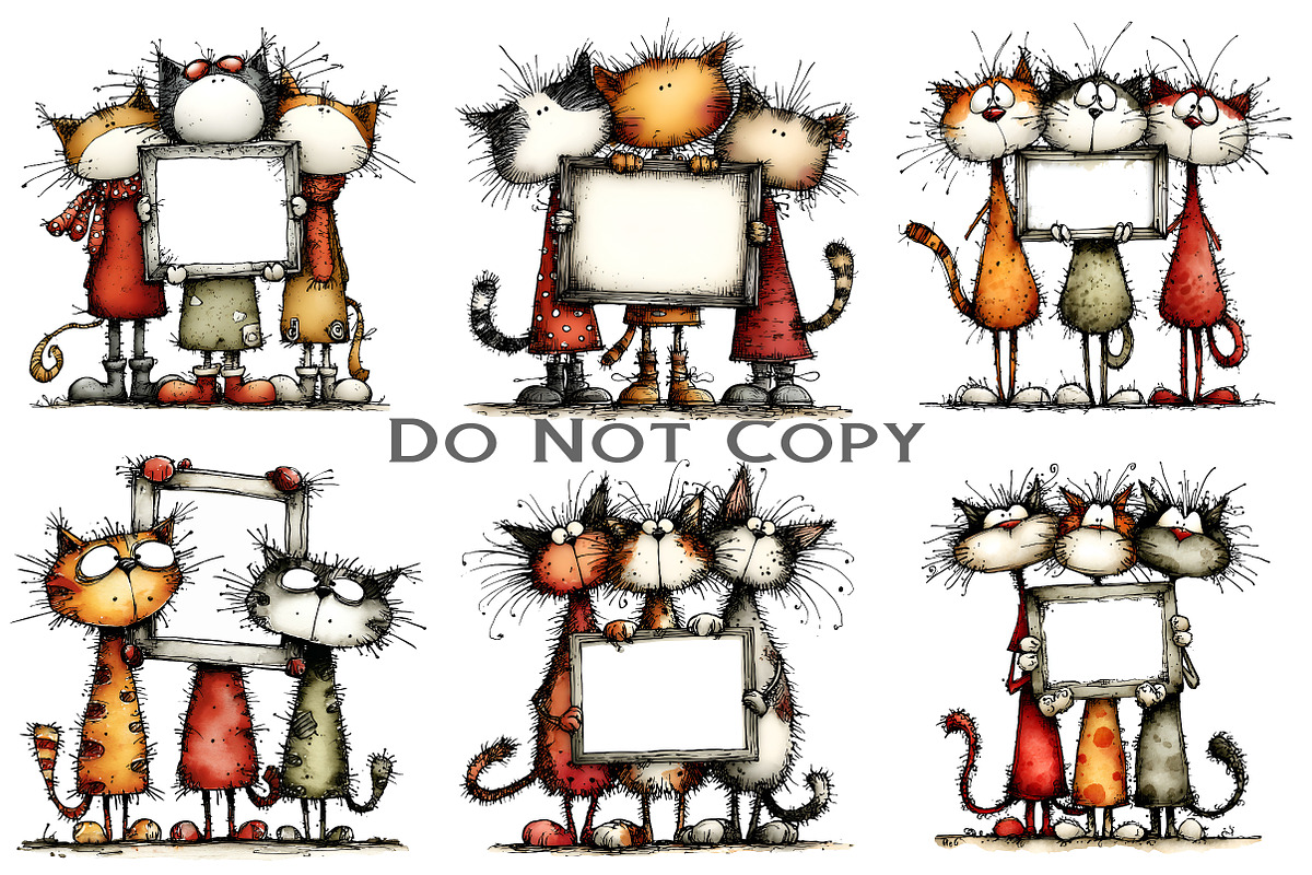 Christmas Whimsical Cats Clipart, an Illustration by Craft Nest (Photo 2 of 10)