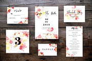 watercolor 8 peonies wedding cards, an Invitation Template by TurquoiseDesign (Thumbnail 2 of 7)
