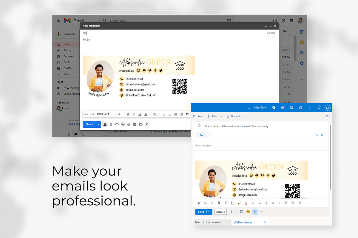 Real Estate Email Signature Canva, an Email Template by DesignKora (Photo 3 of 3)