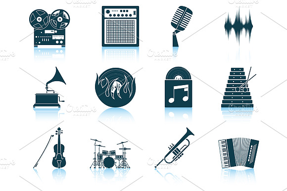 Set Of 12 Musical Icons