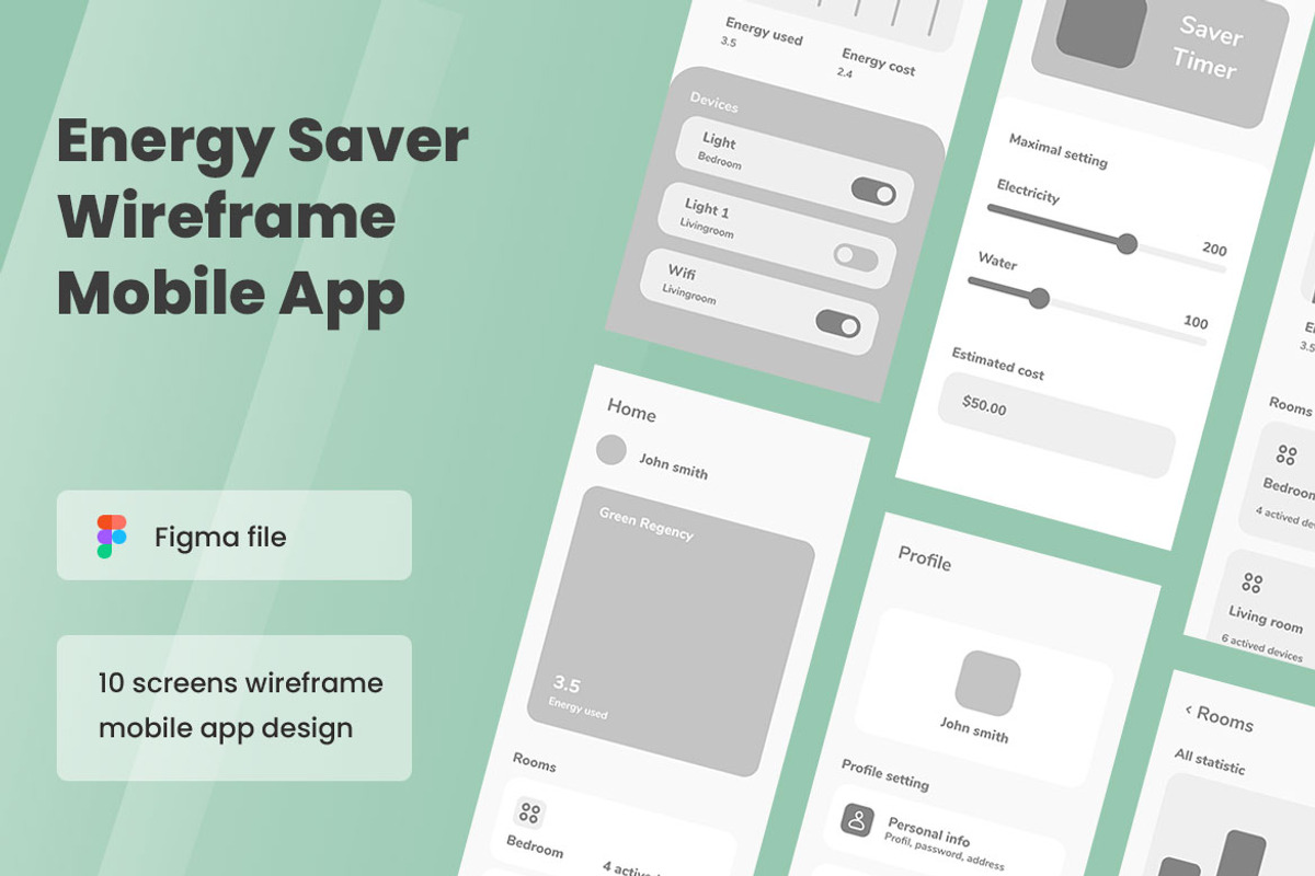 Energy Savers Wireframe Apps, a Wireframe Template by INSPR STD (Photo 1 of 6)