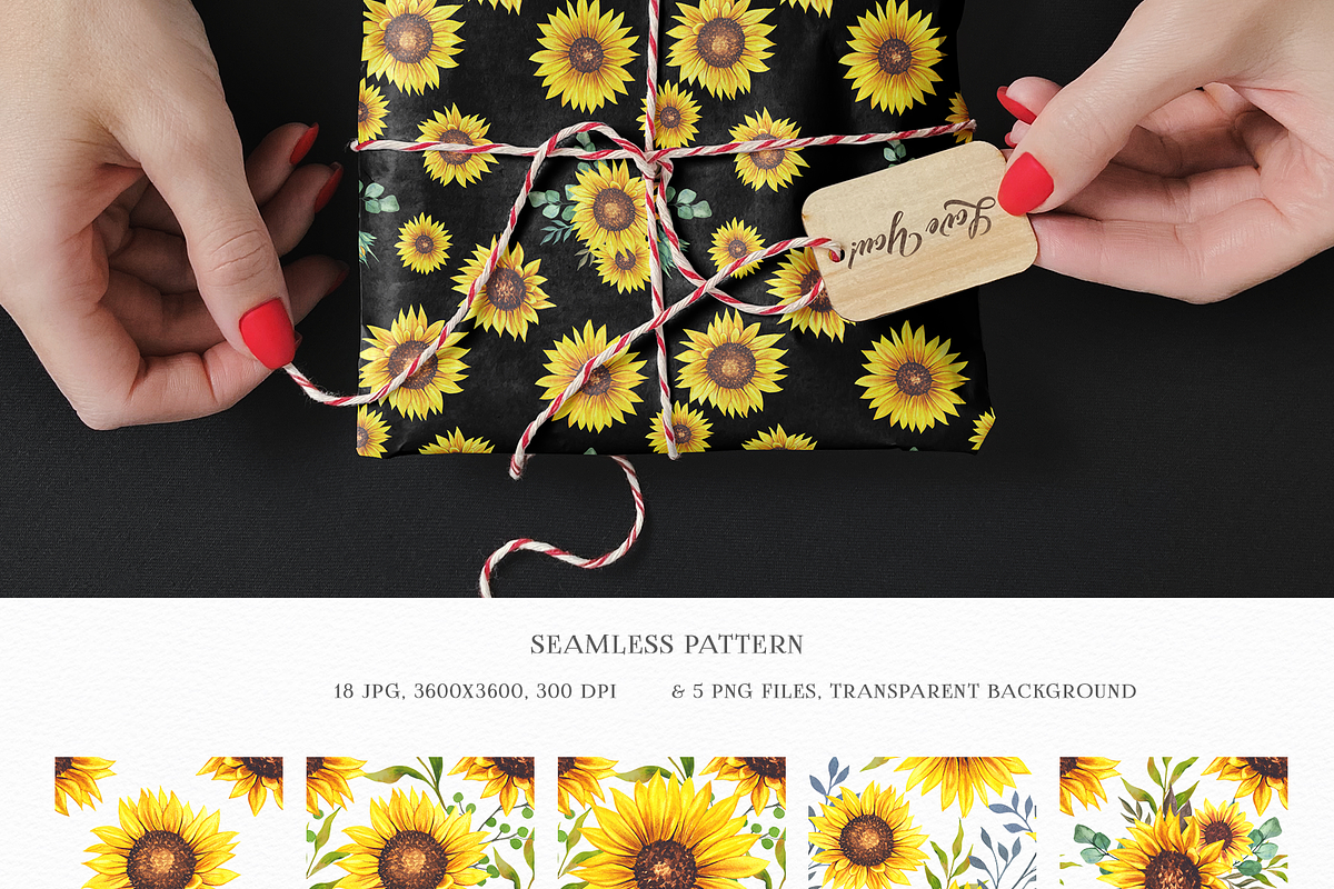 Watercolor Sunflowers Collection, an Illustration by CaraulanStore (Photo 9 of 9)