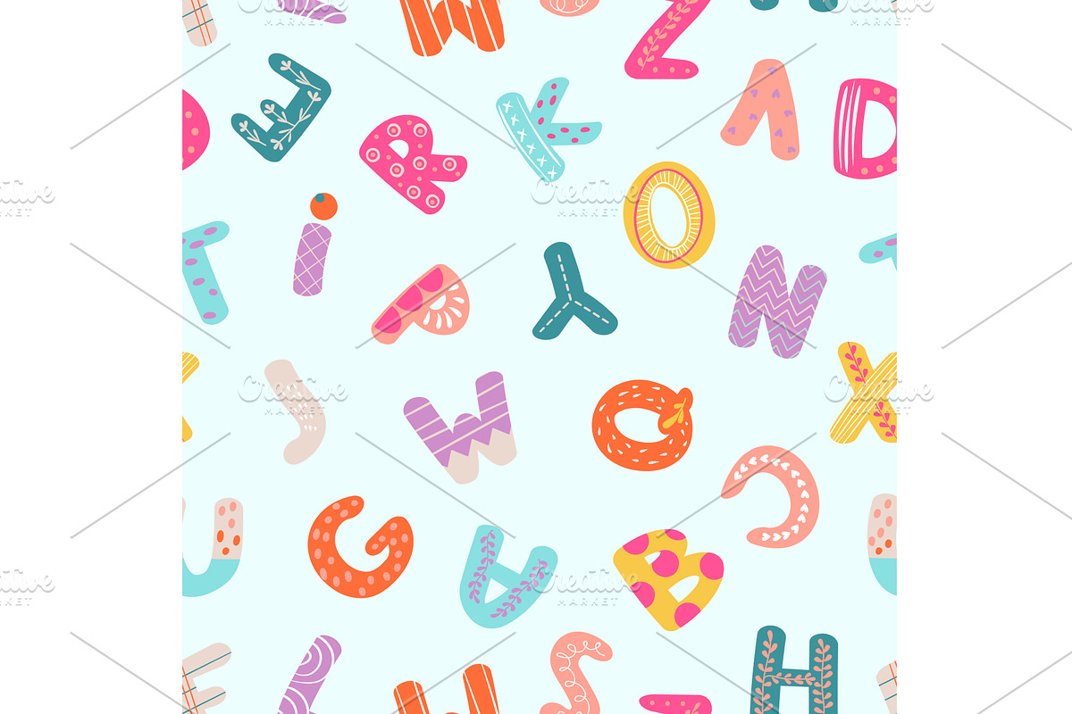 Doodle letters alphabet seamless, an Illustration by Valerie Bodnar
