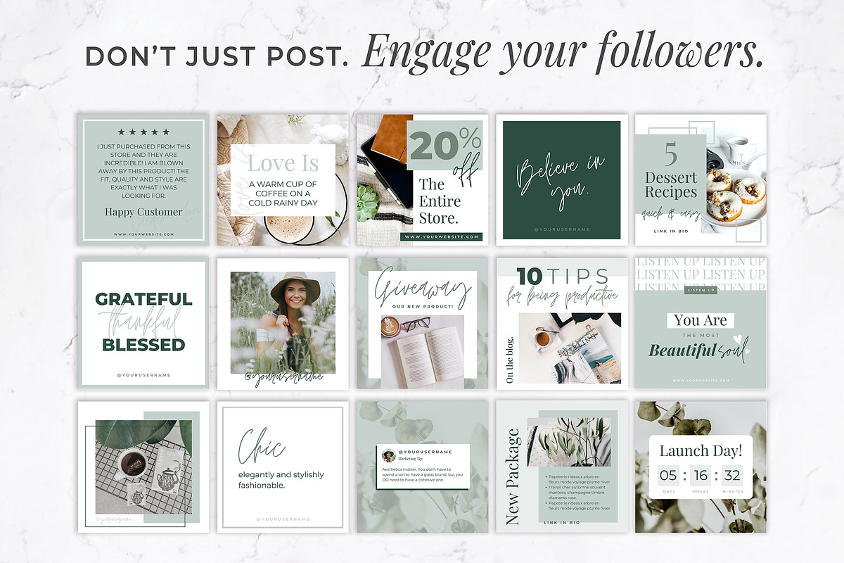 Instagram Posts for Canva | Green, a Social Media Template by Thirty One Palms Studio (Photo 2 of 6)