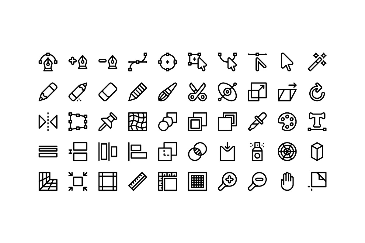50 Vector Editing Icons, an Outline Icon by Side Project (Photo 2 of 7)