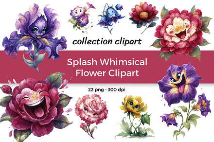 Splash Whimsical Flower Clipart