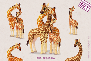 vector Giraffes family, an Animal Illustration by WINDmade