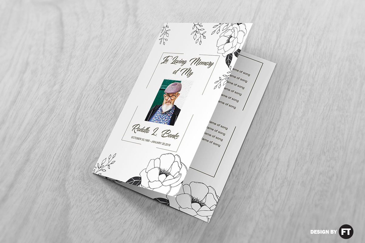 Funeral Program Template MS Word PSD, a Brochure Template by Madhabi Studio