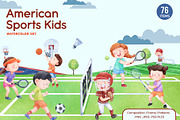 American Sport Kids, Watercolor, a Sport Illustration by CreativeValuation (Thumbnail 1 of 12)
