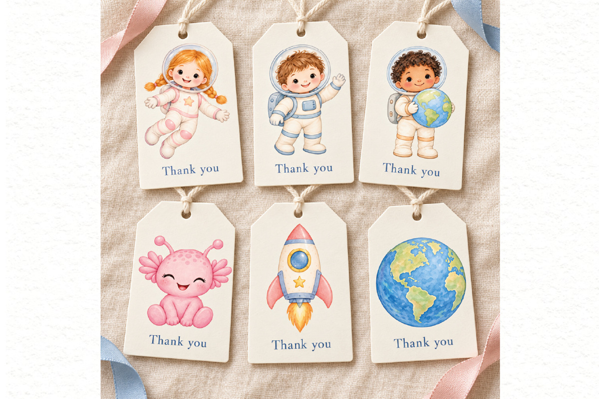 Watercolor Astronaut Clipart Bundle, a Person Illustration by Villa 11 Estudio (Photo 5 of 7)