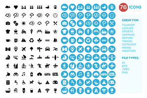 Camping, Leisure & Tourism Icon Set