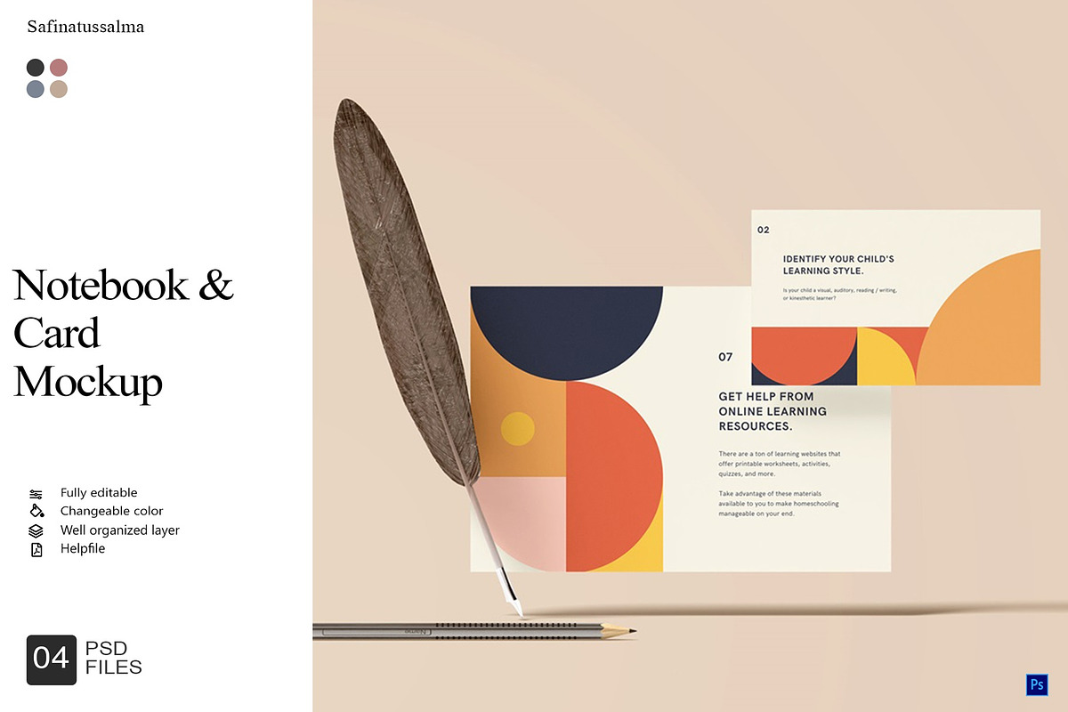 Notebook & Card Mockup, a Product Mockup by Sweetdady (Photo 1 of 5)