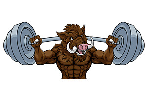 Boar Razorback Hog Weight Lifting, an Animal Illustration by Christos Georghiou