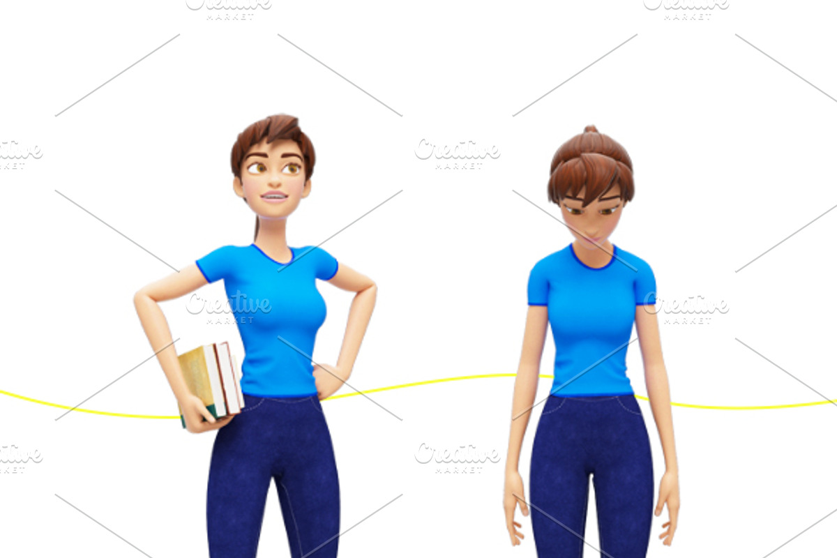 Jenny Cartoon 3D Character Promo Set, a Person Illustration by Oleg Ribar (Photo 15 of 26)