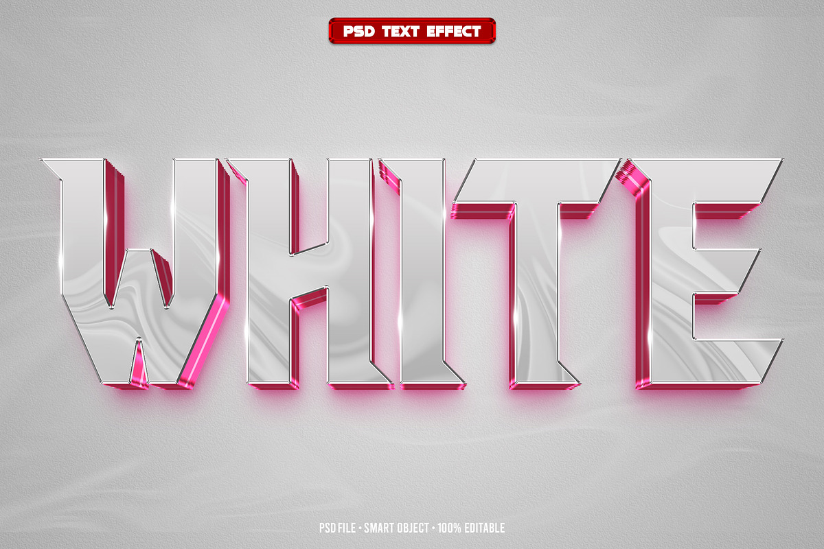 White 3D editable text effect, a Layer Style Add-On by Hello Muh