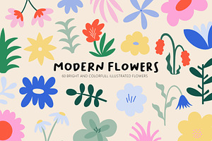 Hand Drawn Modern Flowers