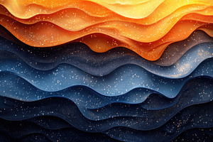 Abstract Liquid Waves Orange Blue Gl, a Photo by Pixeness Studio
