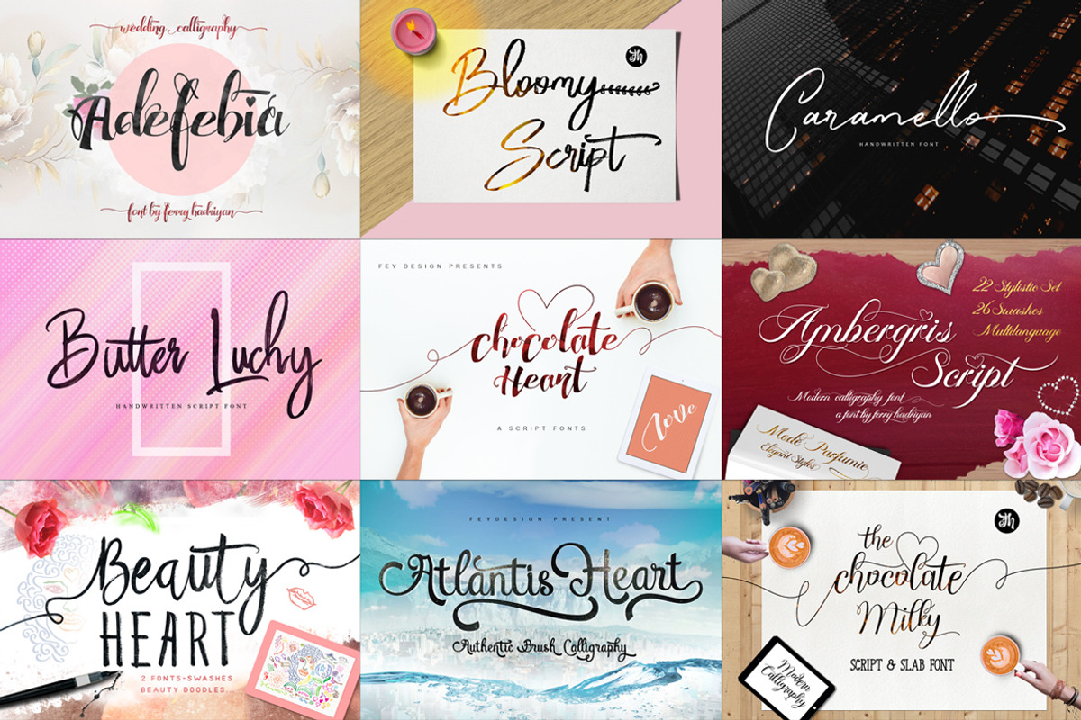 18 Font Bundles Vol 03, a Script Font by FHFont (Photo 2 of 3)