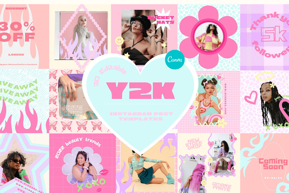 Y2K Vibes Branding Starter Kit Canva, a Branding & Logo Template by Hell Yeah Designs (Photo 13 of 20)