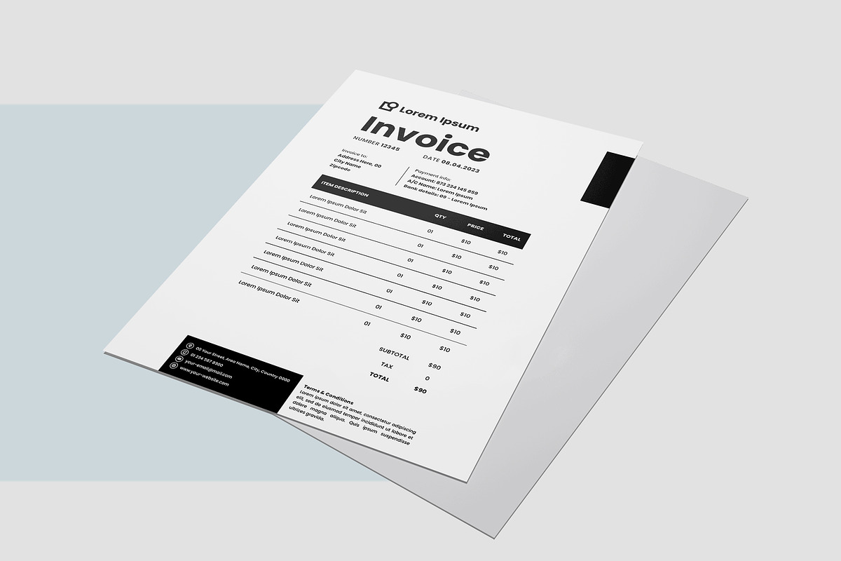 Invoice Template Layout, a Stationery Template by Artemis-products (Photo 3 of 4)