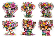 Whimsical Daisy Animals Clipart, an Illustration by GatewayDesign (Thumbnail 2 of 10)