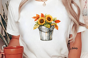 Watercolor Autumn bucket flowers PNG, a Seasonal Illustration by Canvas Craft (Thumbnail 6 of 7)