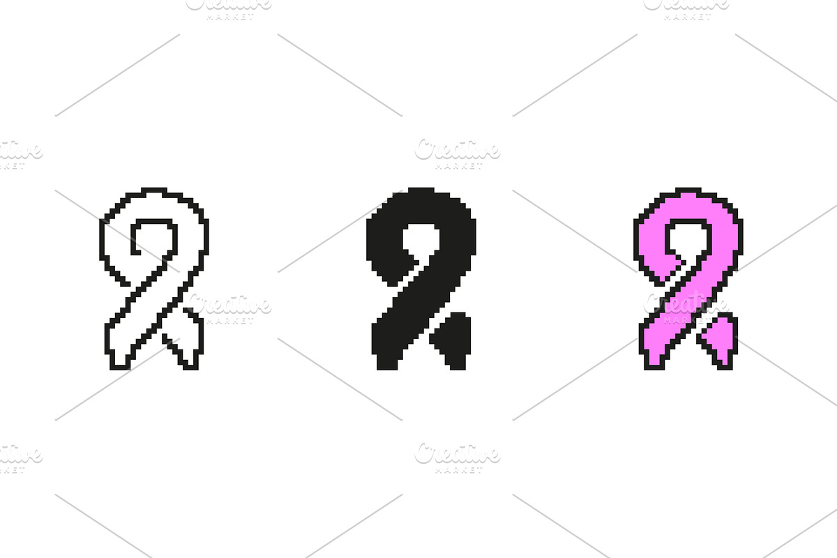 Awareness Ribbon Icons In Pixel Art, an Object Illustration by Gentle Studio