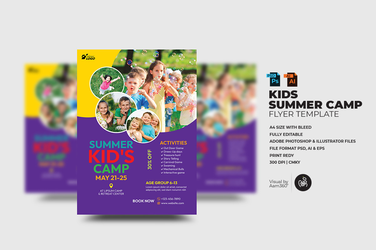 Summer Camp Flyer Template, a Flyer Template by Aam360 (Photo 1 of 3)