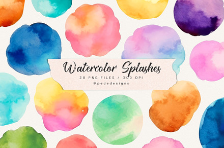 Colorful Watercolor Splashes, a Decorative Illustration by PeDe Designs