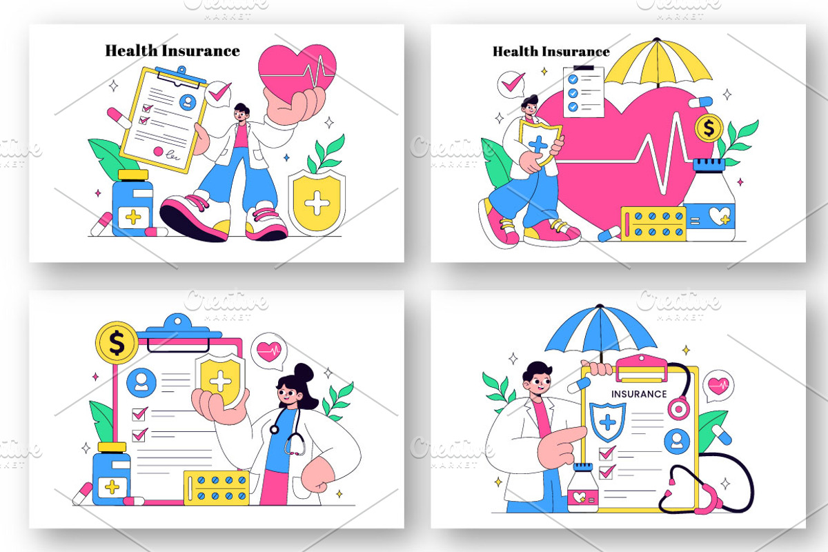 10 Health Insurance Illustration, a Healthcare Illustration by denayunebgt (Photo 3 of 4)