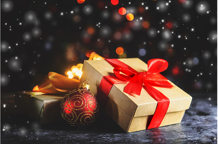 Christmas background with gifts, a Holiday Photo by yanadjana