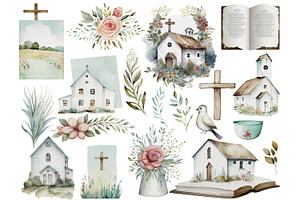 Christian Church Farmhouse Clipart