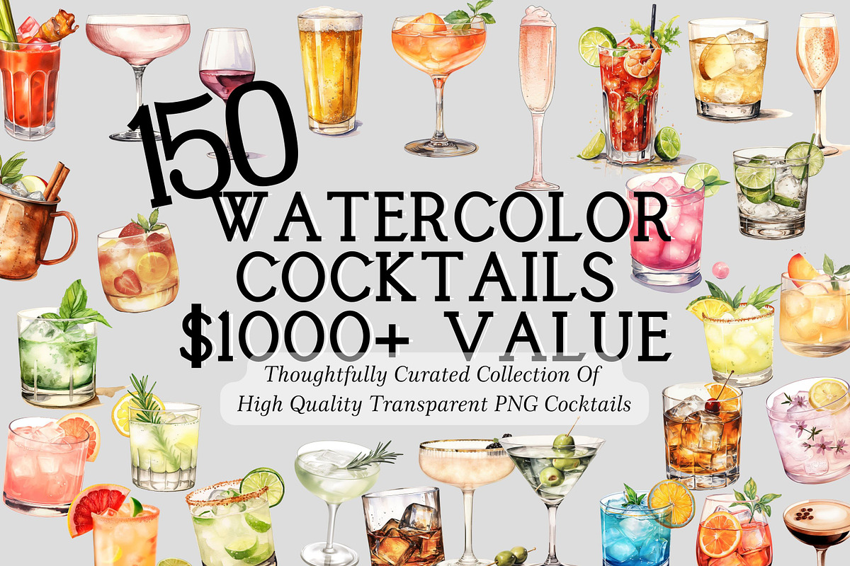 MEGA BUNDLE Cocktail Illustrations, an Illustration by 1801Prints (Photo 1 of 3)