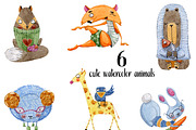 Cute watercolor animals Design Set, an Animal Illustration by Xenia_Art (Thumbnail 3 of 14)