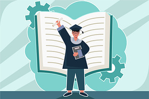 Graduate people celebrate vector, an Education Illustration by zyxroun shop