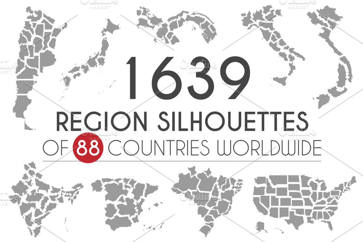 Region Silhouettes of 88 countries, an Education Illustration by asantosg (Photo 1 of 19)