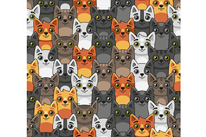 Cat Seamless Pattern. Cute Cartoon