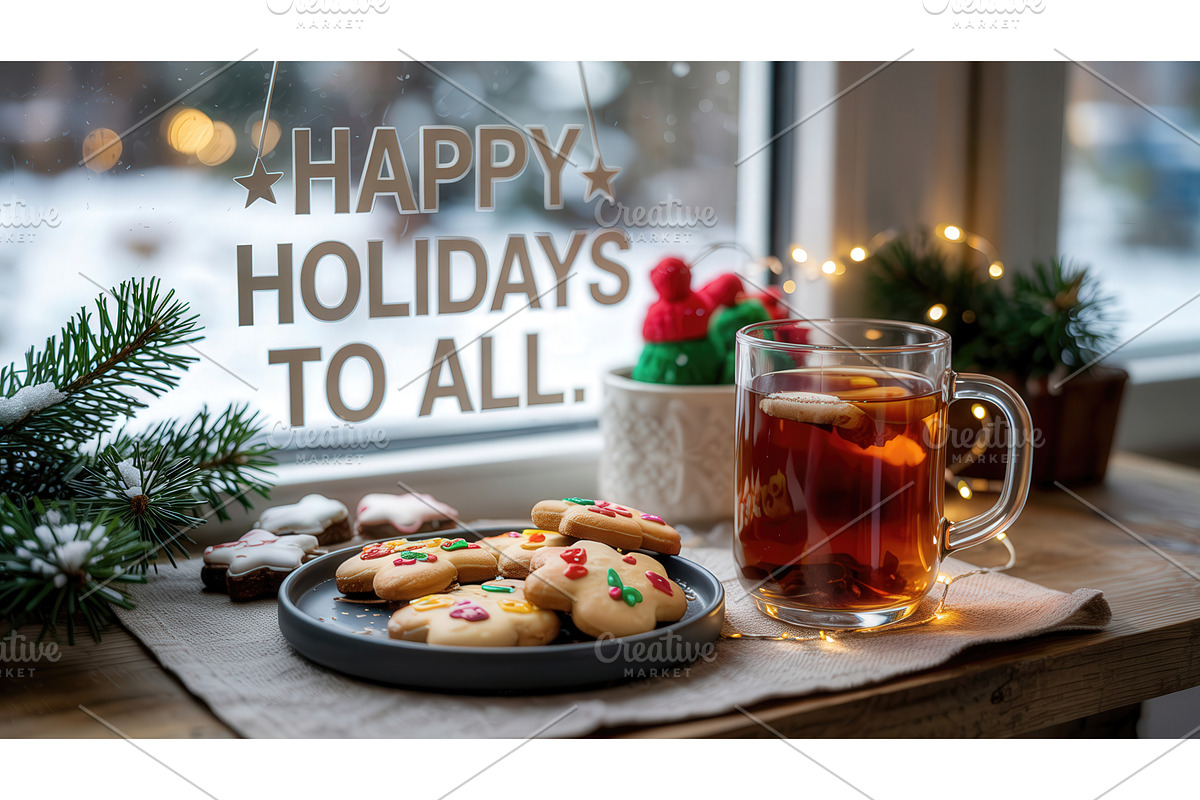 Festive holiday scene with cookies, an Illustration by tilialucida