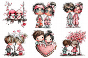 Whimsical Valentine Couple Clipart, an Illustration by Daily.Designs (Thumbnail 4 of 5)