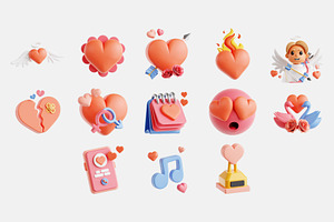 Love & romance 3D Icon Set, an Object 3D Model by Eklip Studio