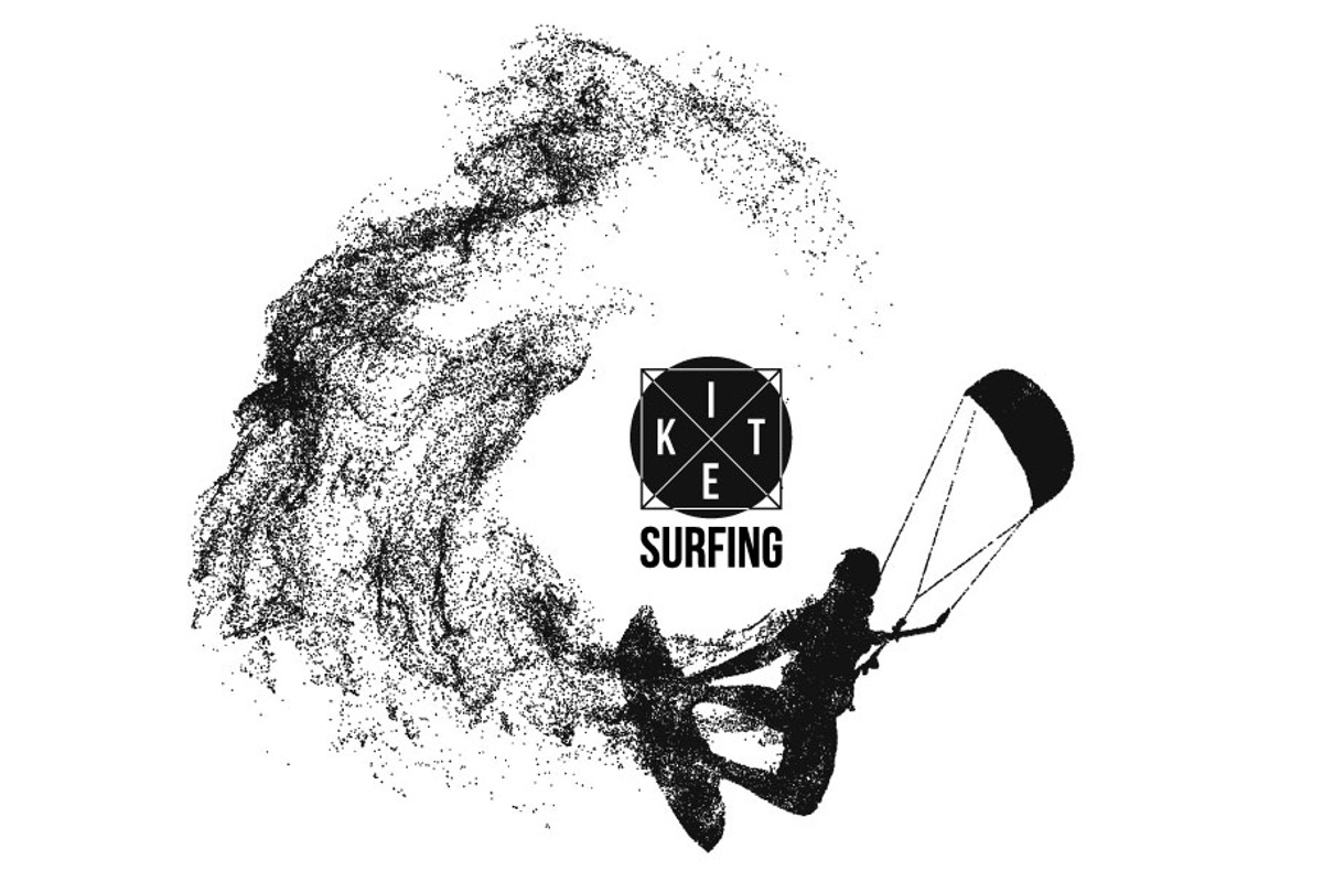 Silhouettes of a kitesurfer, a Sport Illustration by Matrosovv