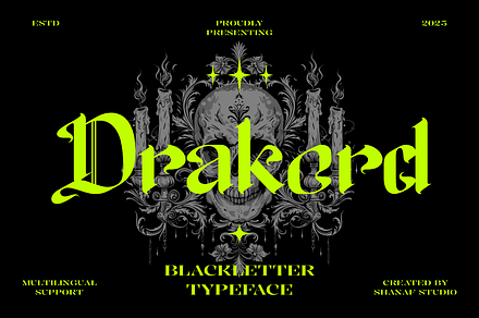 Drakord Blackletter Font, a Font by PutraCetol Studio