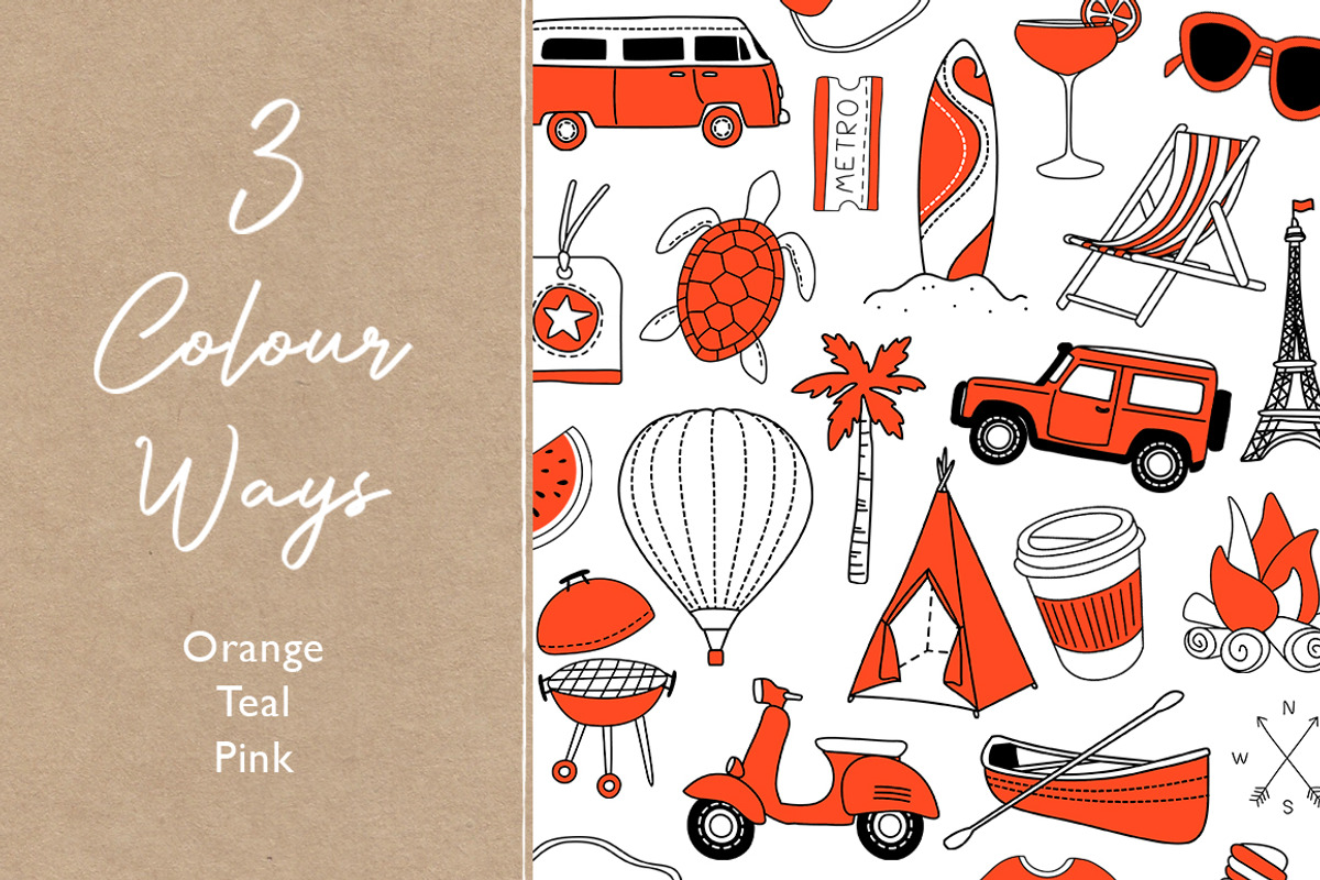 100 Travel Icons, a Transportation Illustration by Doodle Dibs (Photo 3 of 5)