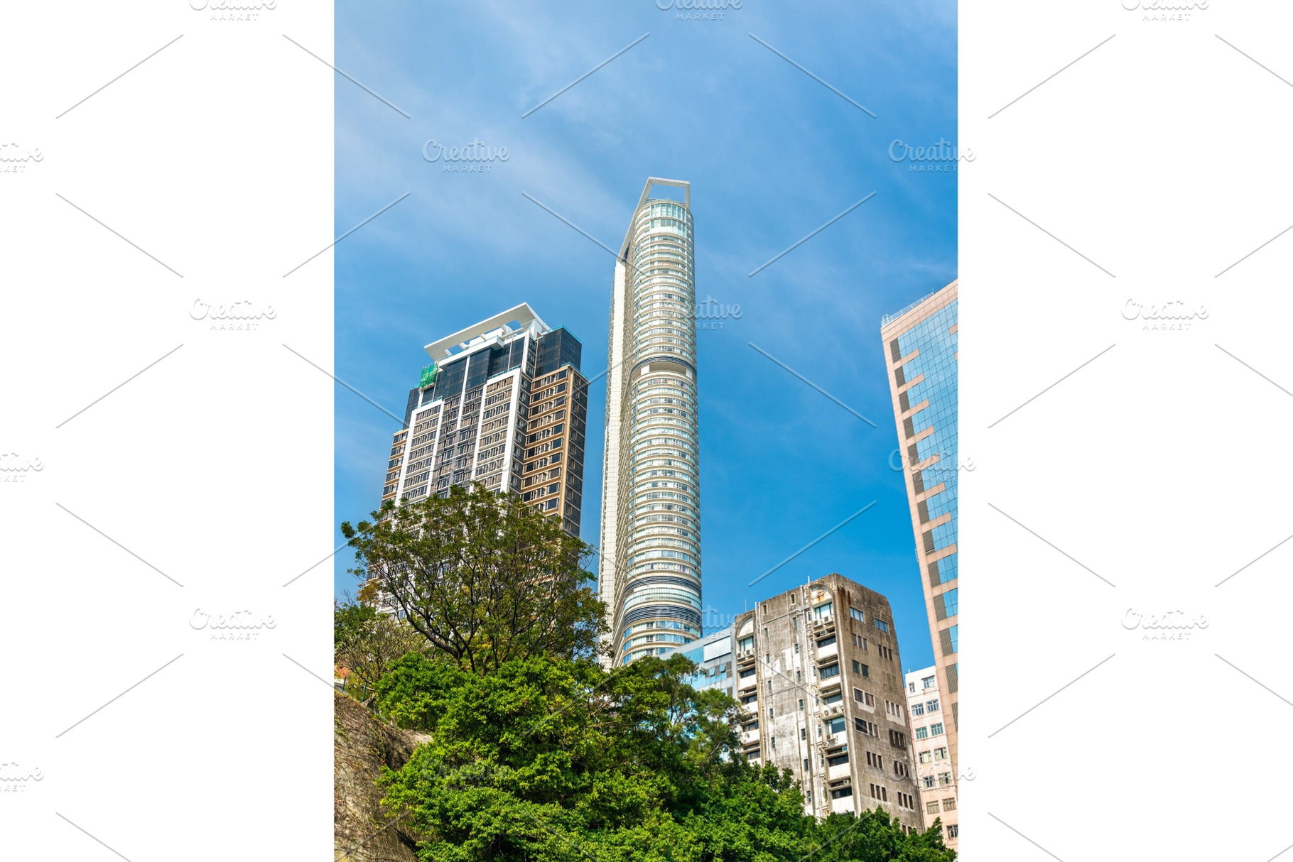 Buildings in the kowloon district of hong kong china containing street, an Architecture Photo by Leonid Andronov