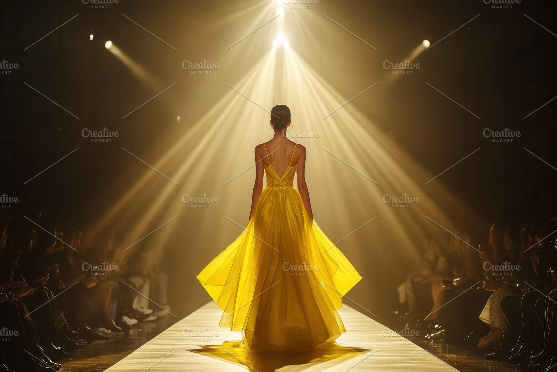 A woman in a bright yellow dress, a Photo by Pavel_design