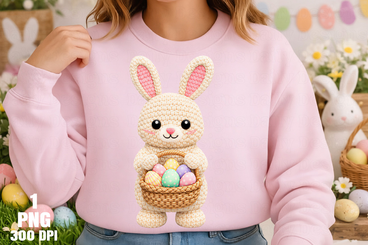 Easter Bunny Holding Basket PNG, an Illustration by Daily.Designs (Photo 3 of 5)